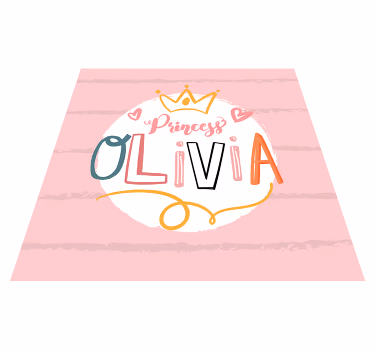 Kronet prinsesse med navn Vinyl teppe flere barn - Tenstickers