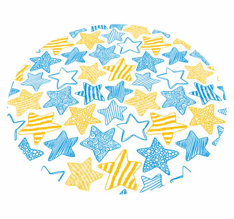 Gul og blå design vinyl teppe stjerner - Tenstickers