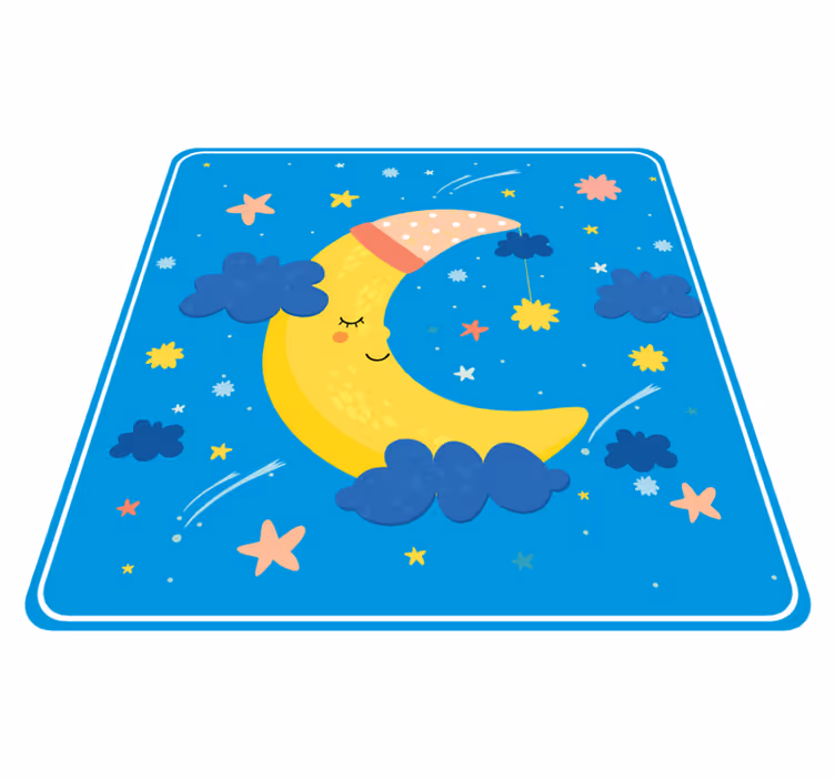 Måne med nattlue og stjerner vinyl teppe - Tenstickers