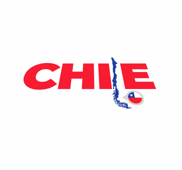 Chile på kart med tekst vinyl teppe verdenskart - Tenstickers