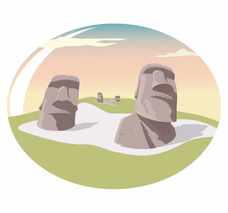 Moai stein silhuetter vinyl teppe natur - Tenstickers