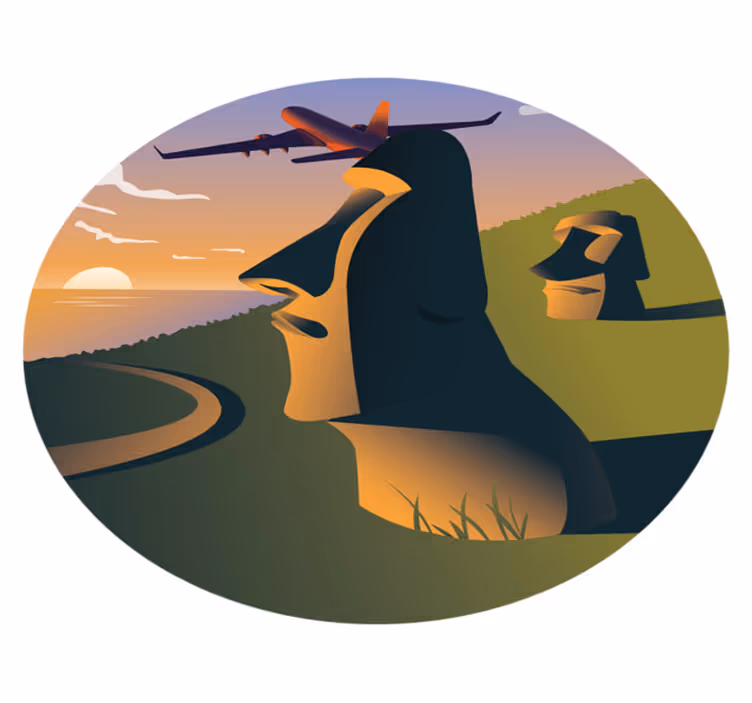 Påskeøya solnedgang vinyl teppe rund - Tenstickers