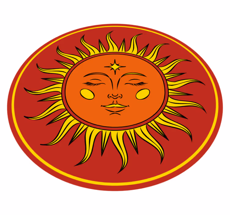 Sol med ansikt vinyl teppe vintage - Tenstickers