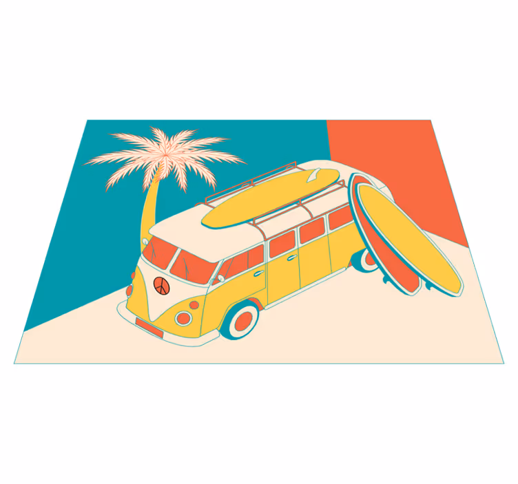 Surfebil-eventyr vinyl teppe vintage - Tenstickers