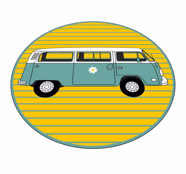 Vintage varebil med tusenfryd vinyl teppe stjerner - Tenstickers