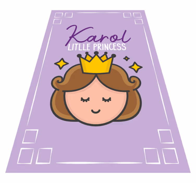 Lille prinsesse-tema vinyl teppe med navn - Tenstickers