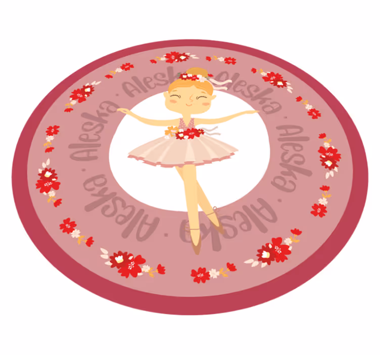 Morsom ballerina prinsesse vinyl teppe med navn - Tenstickers