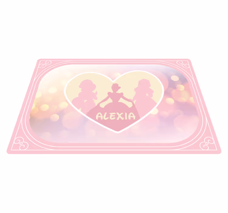 Prinsesse silhuett hjerte vinyl teppe med navn - Tenstickers