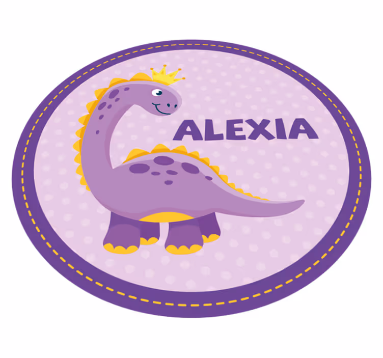 Sirkulær dinosaur prinsesse personlig vinyl teppe - Tenstickers