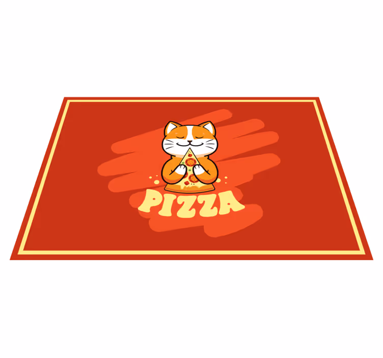 Katt som spiser en pizza kjøkkenfliser - Tenstickers