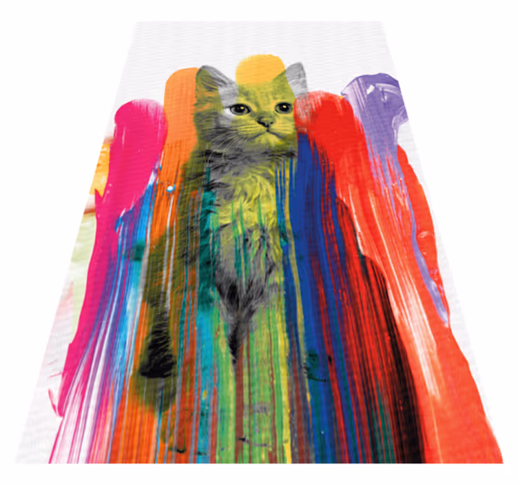 Fargerikt kattportrett vinyl teppe moderne - Tenstickers