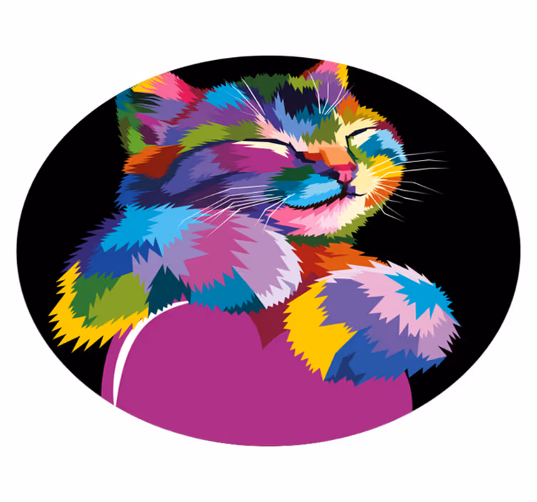 Levende katteillustrasjon vinyl teppe dyr - Tenstickers