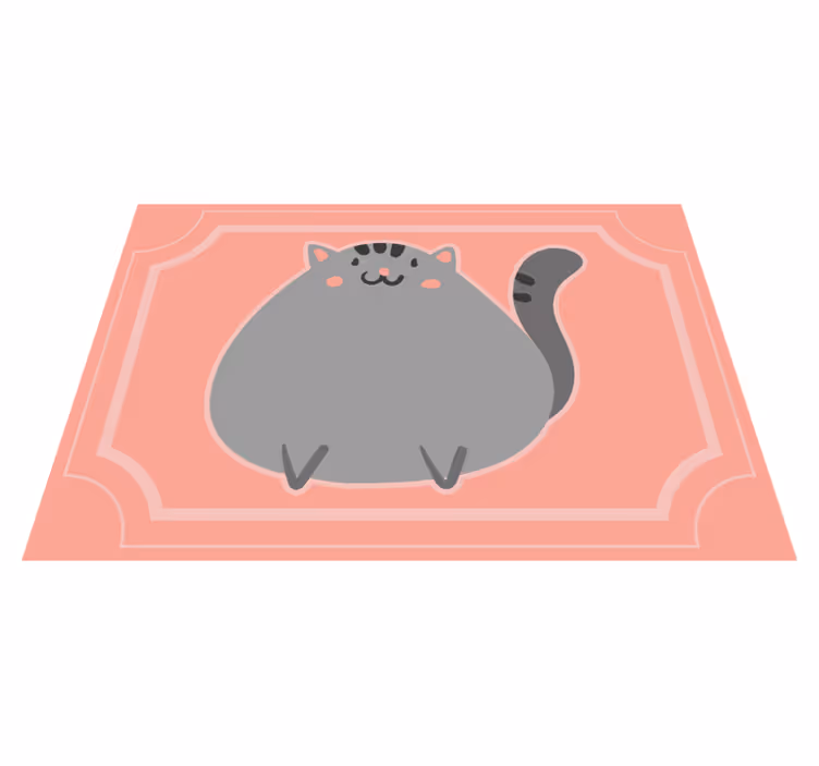 Grå katt med rosa nese vinyl teppe soverom - Tenstickers