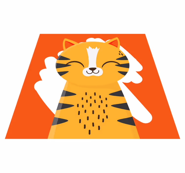Oransje katt med sorte striper soveromsteppe - Tenstickers