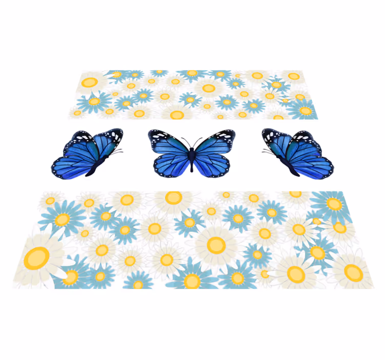 Nydelig blå sommerfugl soveromsteppe - Tenstickers