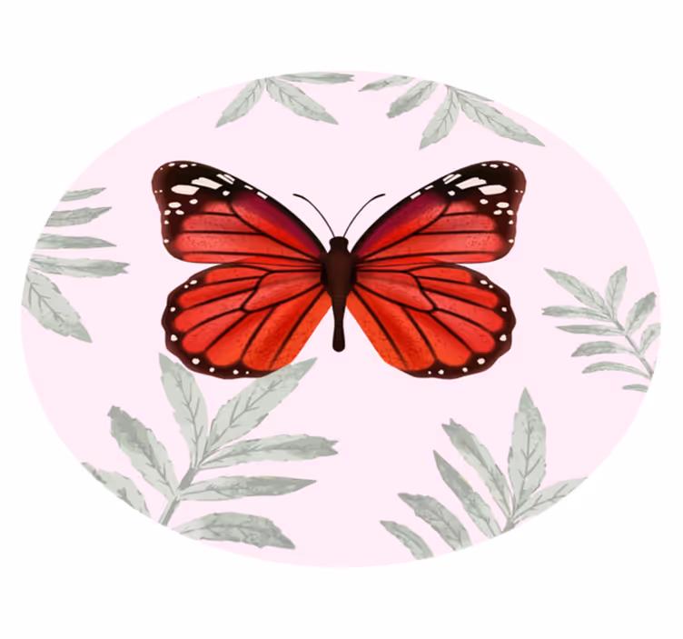 Elegant rødt sommerfugldesign sirkulært vinyl teppe - Tenstickers