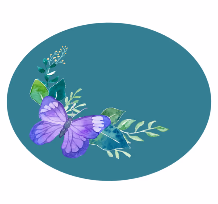 To toner lilla sommerfugl sirkulært vinyl teppe - Tenstickers