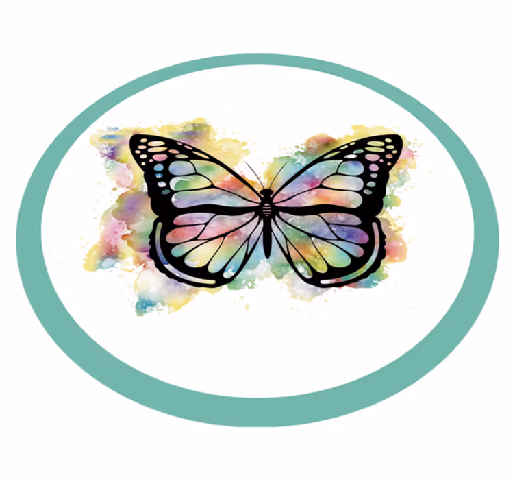 Malt sommerfugldesign sirkulært vinyl teppe - Tenstickers