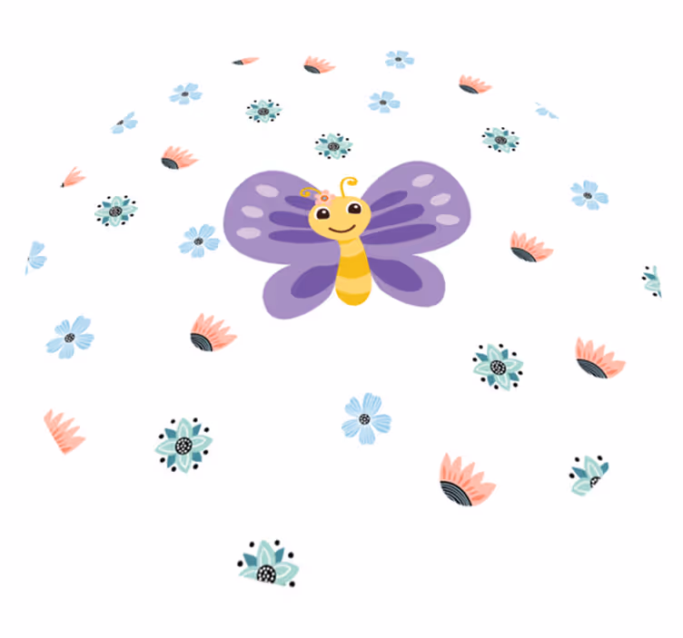 Lilla sommerfugldesign vinyl teppe spedbarn - Tenstickers