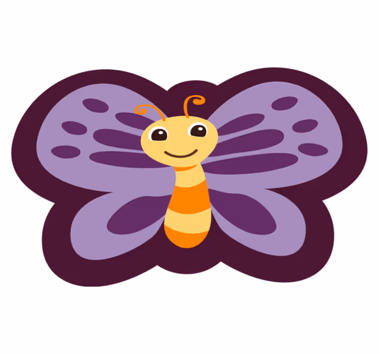 Oransje sommerfugl med lilla vinger dyre vinyl teppe - Tenstickers