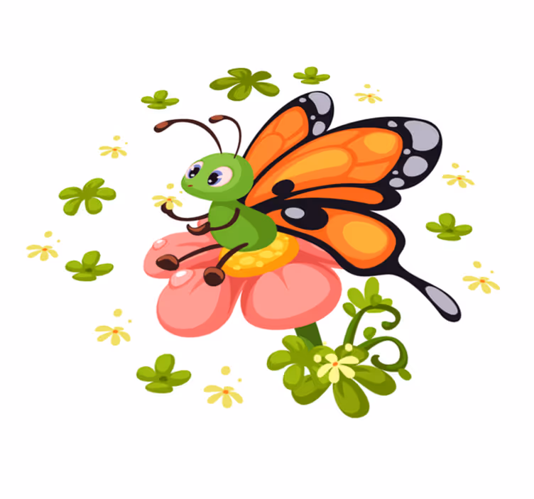 Sommerfugl, sitter, på, ei, blomst, animal, vinyl teppe - Tenstickers