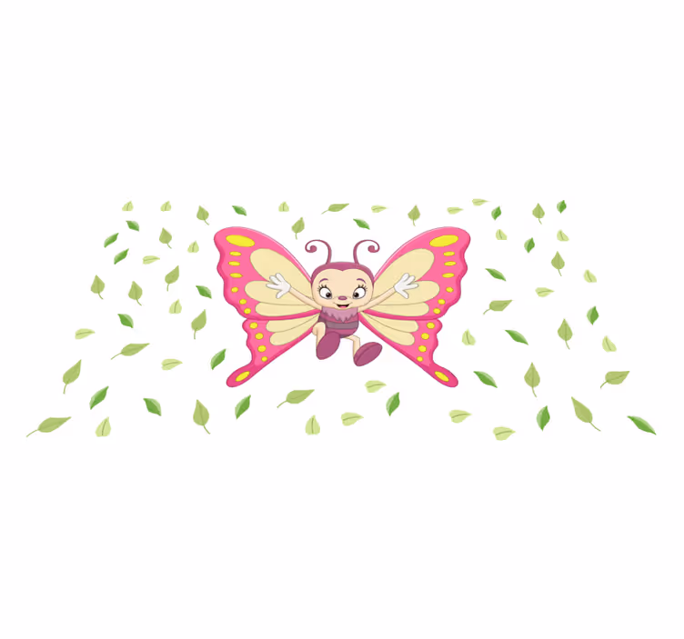 Glad baby sommerfugl illustrasjon dyre vinyl teppe - Tenstickers