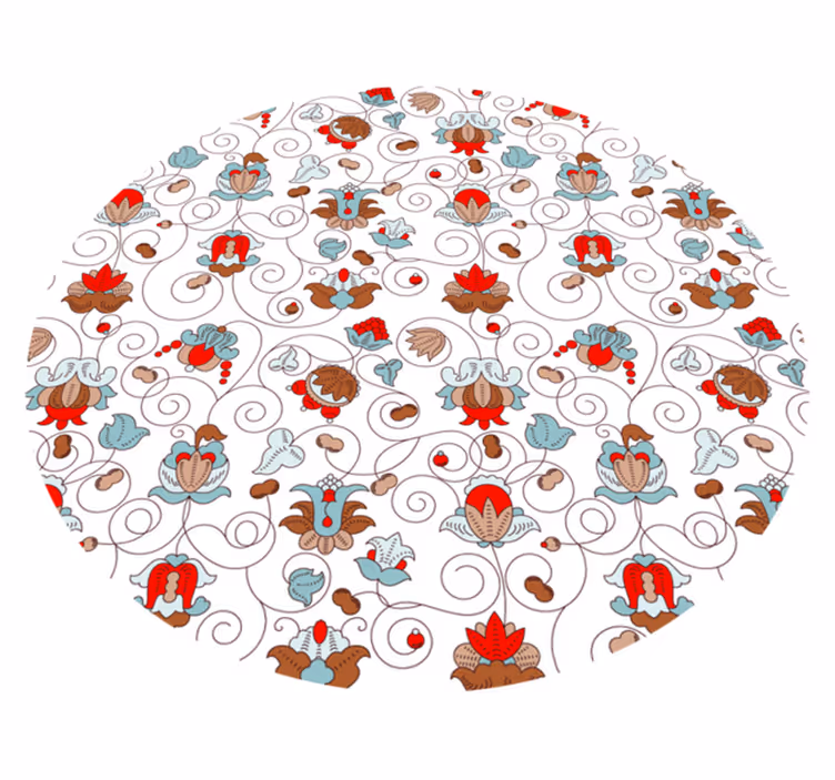 Vinyl teppe blomster og planter sirkulær botanisk spiral - Tenstickers
