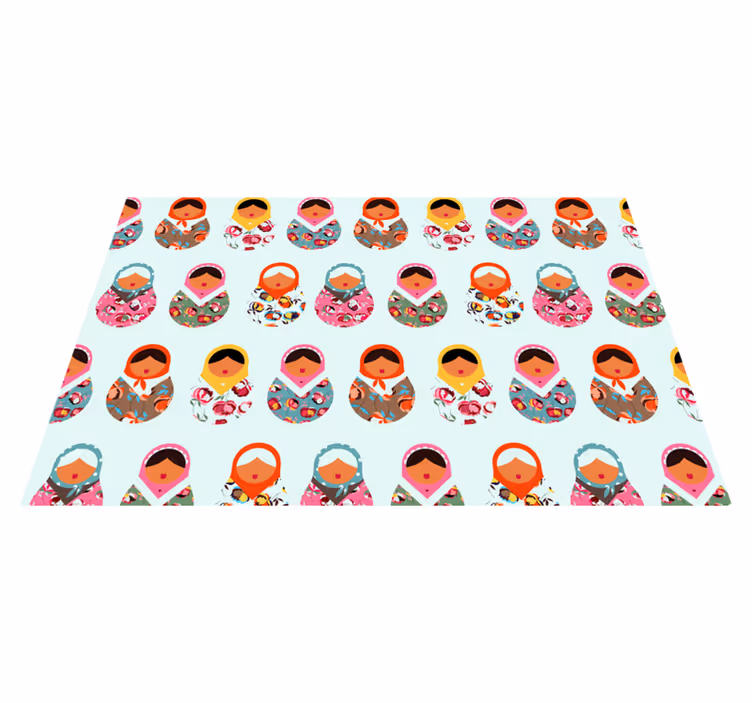 Vinyl teppe etnisk fargerike matryoshka dukker - Tenstickers