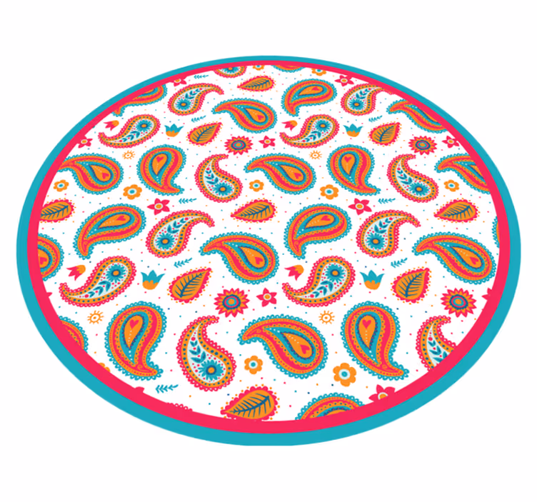 Levende paisley-motiv vinyl teppe etnisk - Tenstickers