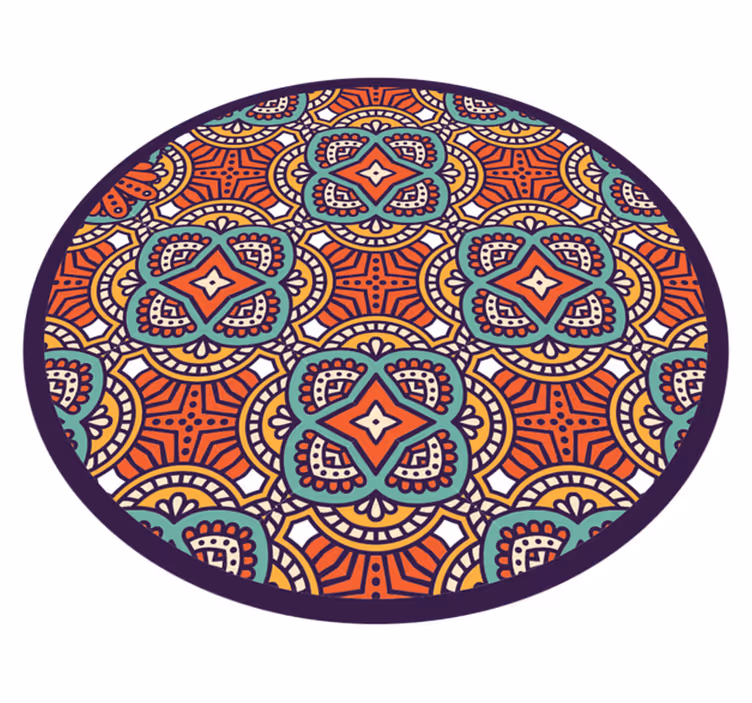 Fargerik geometrisk harmoni vinyl teppe mandala - Tenstickers