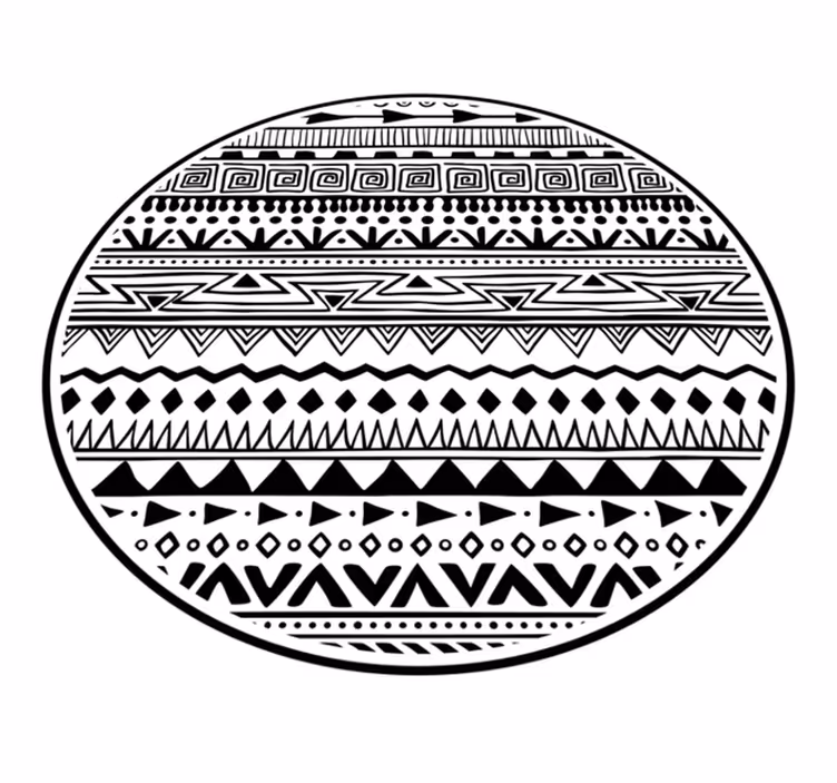 Svarte og hvite mønstre vinyl teppe etnisk - Tenstickers