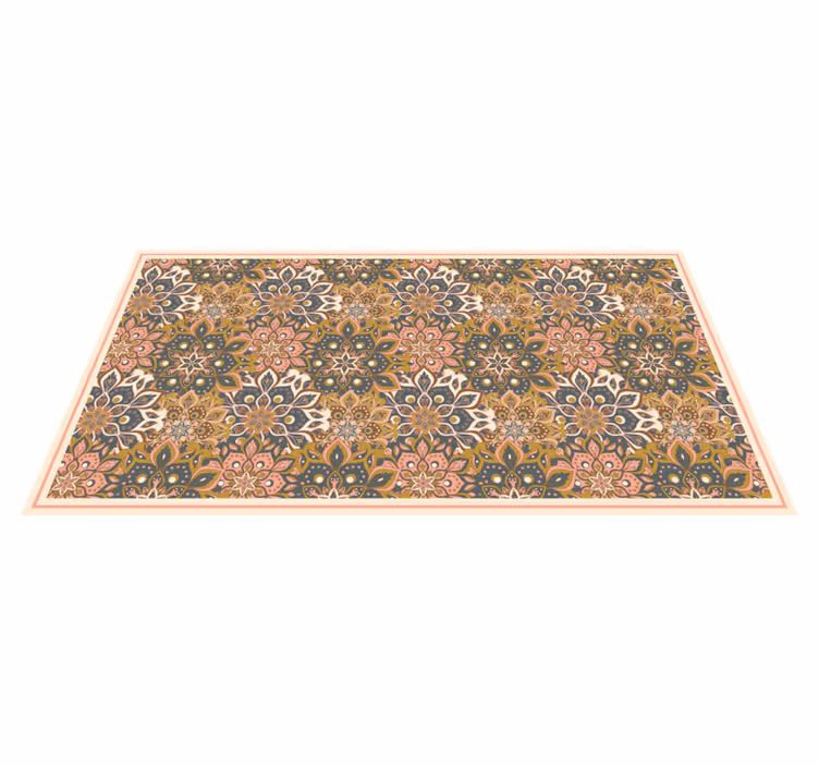 Botanisk emblem raffinement vinyl teppe mandala - Tenstickers