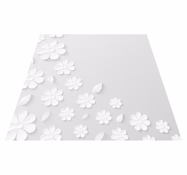 Hvitt papir blomst bakgrunn vinyl teppe blomster og planter - Tenstickers