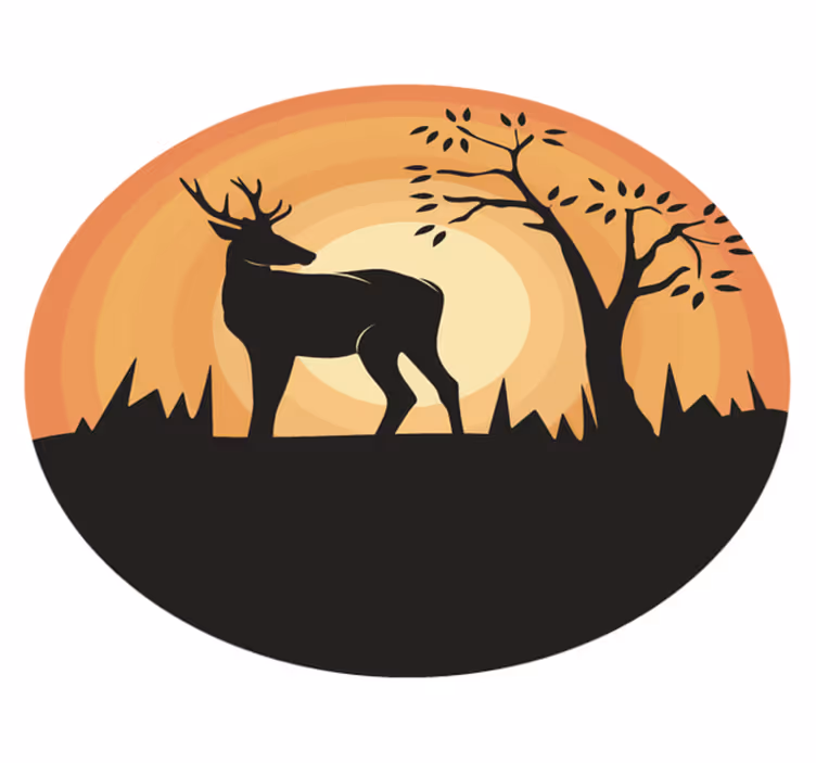 Retro rolig hjort silhuett vinyl teppe vintage - Tenstickers