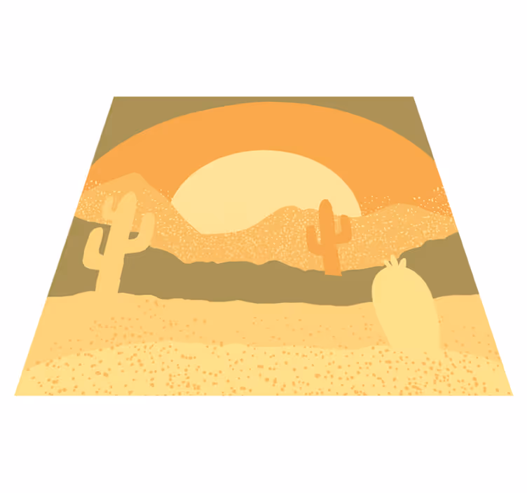 ørken solnedgang og kaktus silhuett vinyl teppe moderne - Tenstickers