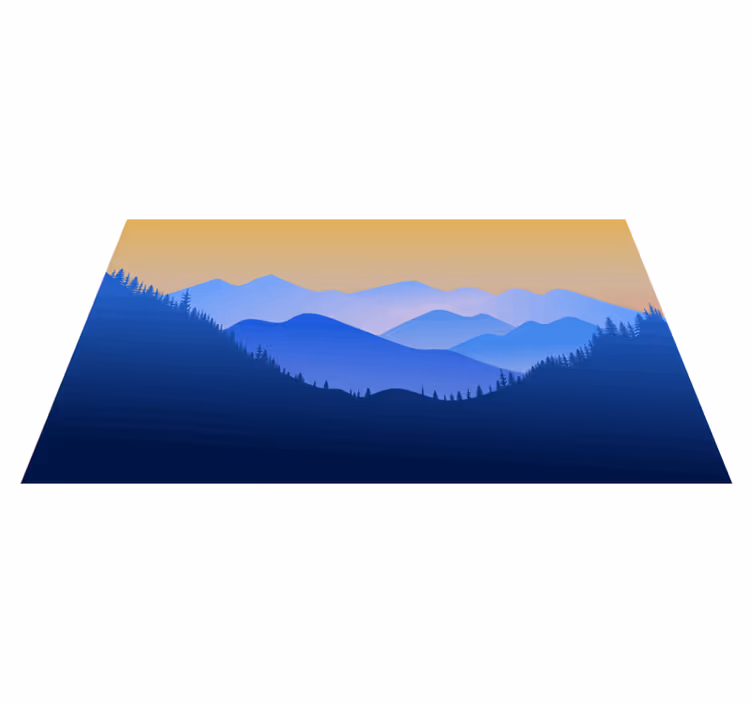 Fjell silhuett vinyl teppe moderne - Tenstickers