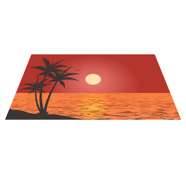 Tropisk solnedgangslandskap vinyl teppe natur - Tenstickers