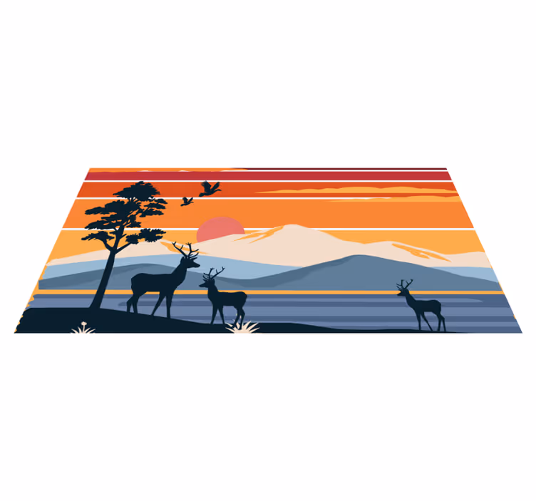 Reinsdyr og søt design vinyl teppe moderne - Tenstickers