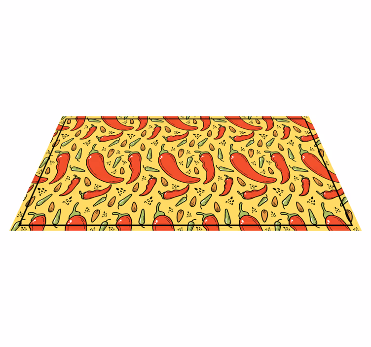 Rød og grønn hot chili vinyl teppe kjøkken - Tenstickers