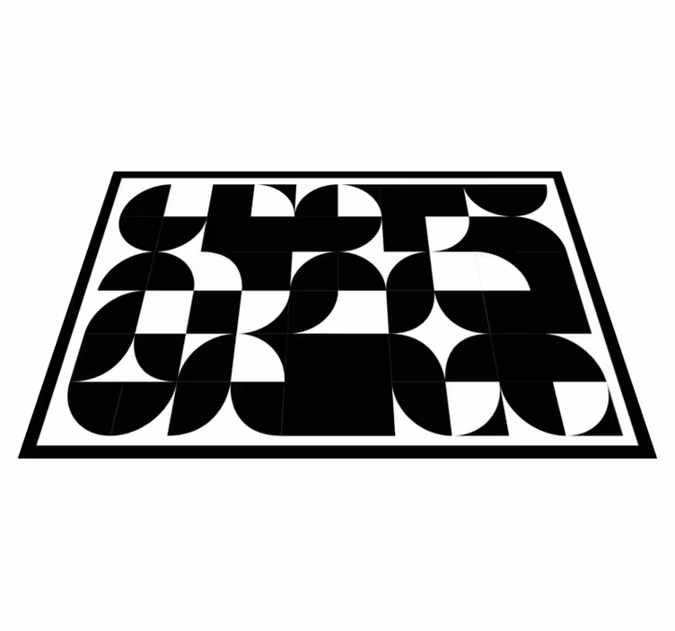 Buede svarte former vinyl teppe geometrisk - Tenstickers