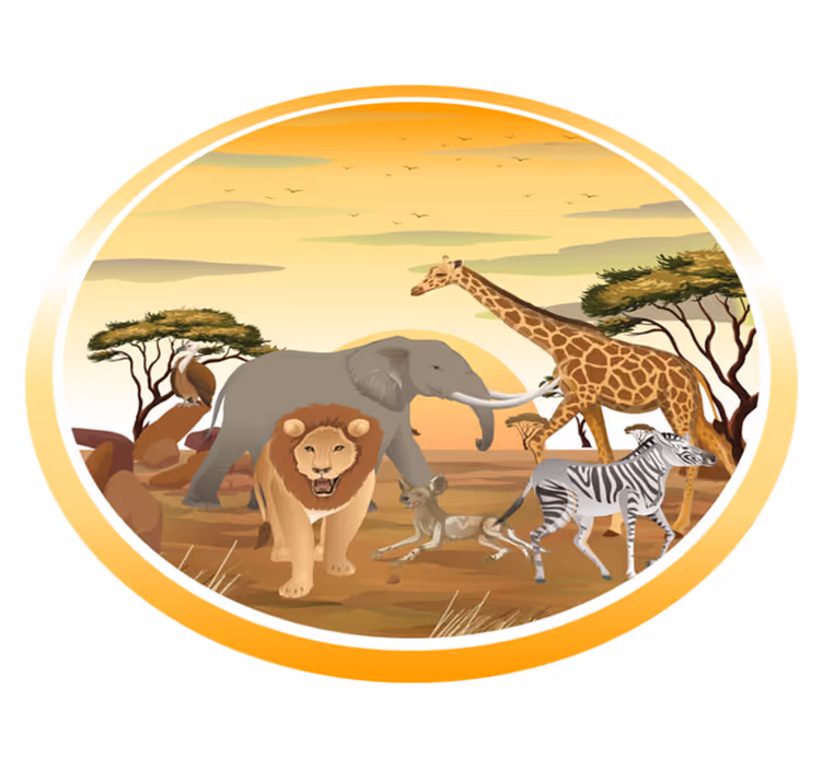 Afrikanske dyr med planter vinyl teppe dyr - Tenstickers