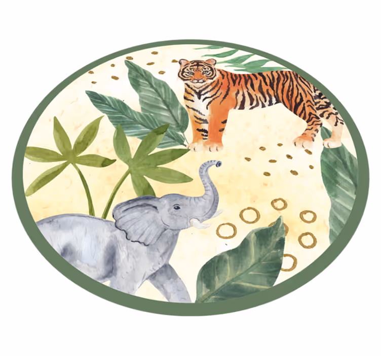 Akvarell safari dyr vinyl teppe dyr - Tenstickers