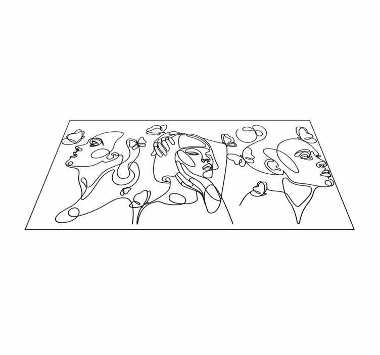 Outlime kunst ansikter vinyl teppe moderne - Tenstickers