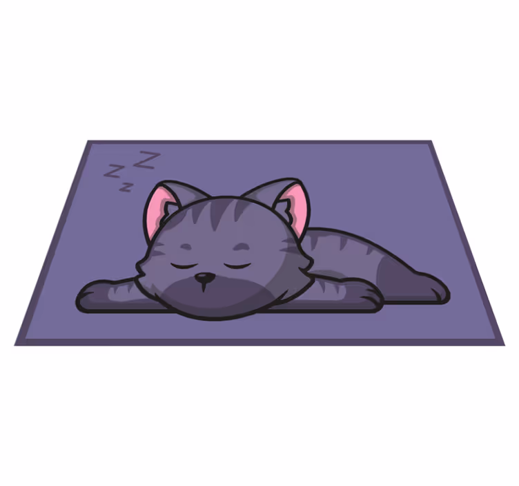 Søt, katt, soving, karikatur, ikon, illustrasjon vinyl teppe dyr - Tenstickers
