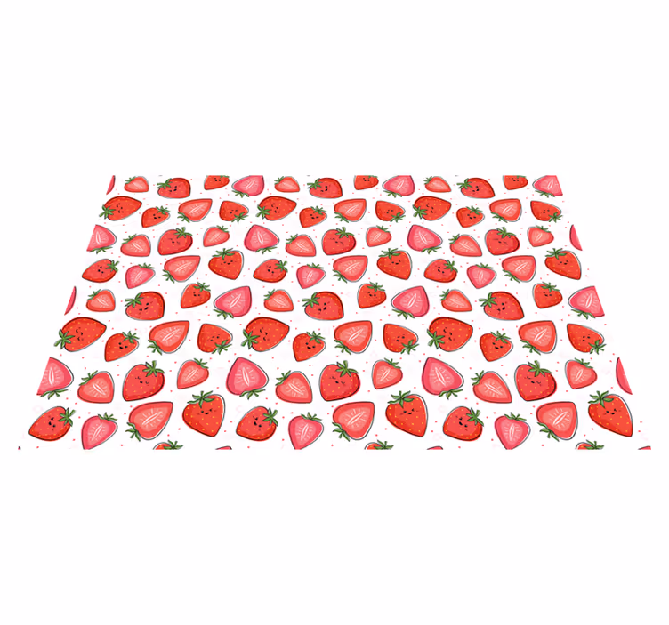 Herlig jordbærmotiv vinyl teppe blomster og planter - Tenstickers