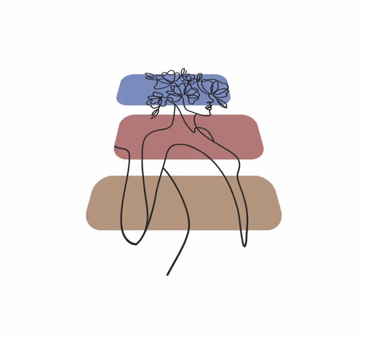 Grasiøs botanisk omriss vinyl teppe minimalistisk - Tenstickers