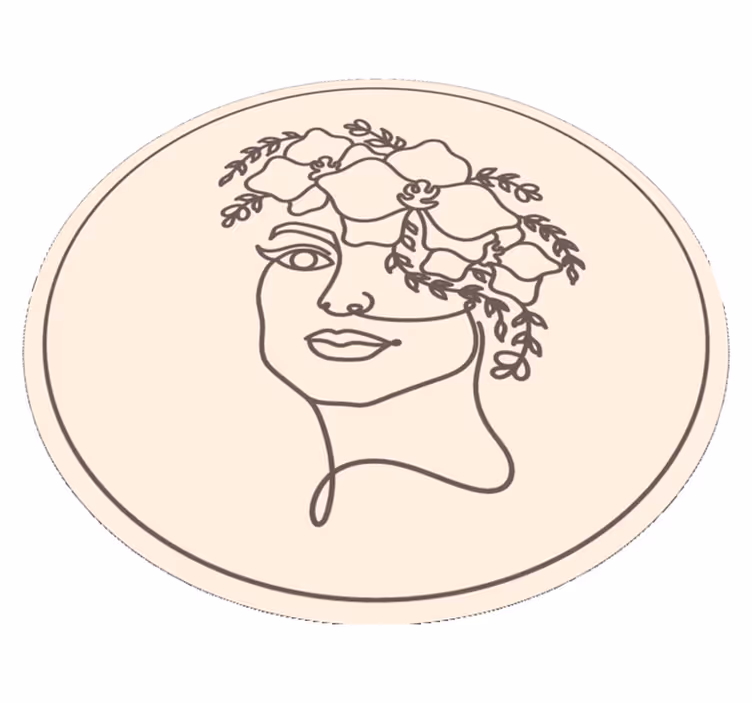 Botanisk skisseillustrasjon vinyl teppe rund - Tenstickers