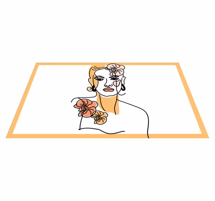 Stilig blomsterportrett vinyl teppe moderne - Tenstickers