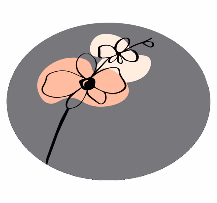 Vinyl teppe blomster og planter stilrent grått design - Tenstickers