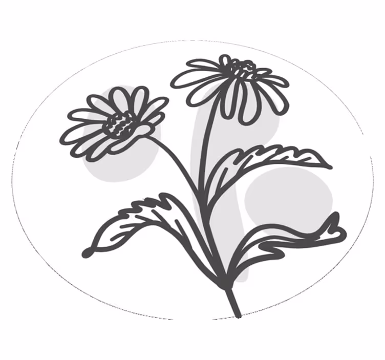 Stilig blomstermotiv vinyl teppe rund - Tenstickers